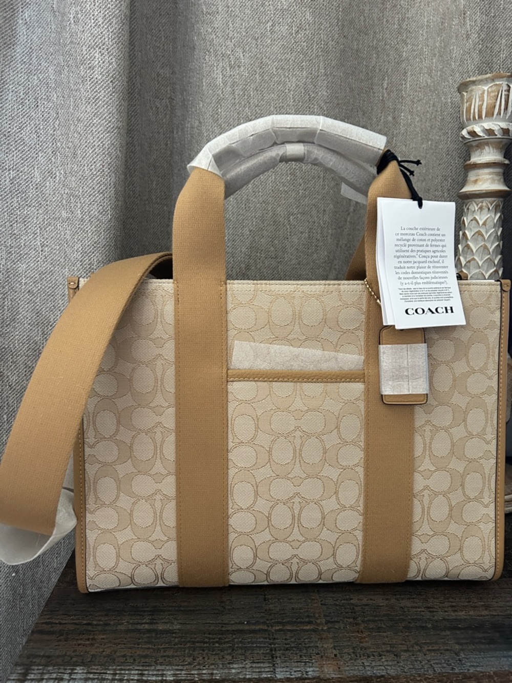 NWT! Coach Smith Tote Bag in Sig Jacquard Canvas Khaki Multi CY367 Msrp:$428.00
